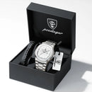 POEDAGAR Top Classic Men Wristwatch Waterproof Luminous Date Square Watch For Man Stainless Steel Sport Men's Quartz Watches+Box