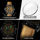 POEDAGAR Luxury Top Men Wristwatch Quartz Original Leather Men's Watches Date Chronograph Waterproof Luminous Man Watch Male+Box