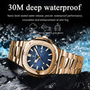 POEDAGAR Top Classic Men Wristwatch Waterproof Luminous Date Square Watch For Man Stainless Steel Sport Men's Quartz Watches+Box