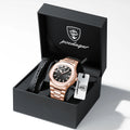 POEDAGAR Top Classic Men Wristwatch Waterproof Luminous Date Square Watch For Man Stainless Steel Sport Men's Quartz Watches+Box