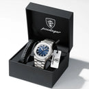 POEDAGAR Top Classic Men Wristwatch Waterproof Luminous Date Square Watch For Man Stainless Steel Sport Men's Quartz Watches+Box