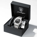 POEDAGAR Top Classic Men Wristwatch Waterproof Luminous Date Square Watch For Man Stainless Steel Sport Men's Quartz Watches+Box
