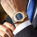 POEDAGAR Top Classic Men Wristwatch Waterproof Luminous Date Square Watch For Man Stainless Steel Sport Men's Quartz Watches+Box