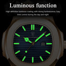 POEDAGAR Top Classic Men Wristwatch Waterproof Luminous Date Square Watch For Man Stainless Steel Sport Men's Quartz Watches+Box