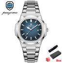 PAAZOMU Luxury Watch Business 50 ATM Waterproof Male Clock Luminous Date Stainless Steel Square Quartz Men Watches reloj hombre