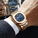 POEDAGAR Top Classic Men Wristwatch Waterproof Luminous Date Square Watch For Man Stainless Steel Sport Men's Quartz Watches+Box