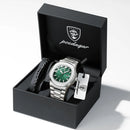 POEDAGAR Top Classic Men Wristwatch Waterproof Luminous Date Square Watch For Man Stainless Steel Sport Men's Quartz Watches+Box