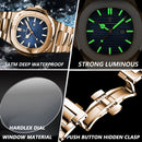 POEDAGAR Top Classic Men Wristwatch Waterproof Luminous Date Square Watch For Man Stainless Steel Sport Men's Quartz Watches+Box